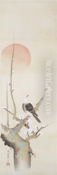 Dove On Blossoming Plum Oil Painting by Sakai Doitsu