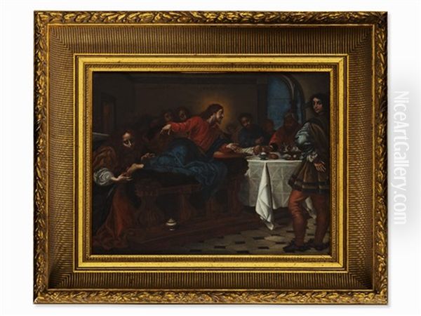 Christ In The House Of Simon Oil Painting by Carlo Dolci