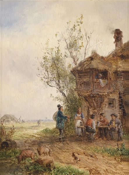 Rast Vor Dem Wirtshaus Oil Painting by Anton Doll