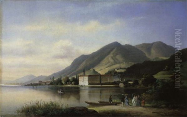 Blick Auf Schloss Tegernsee Oil Painting by Anton Doll