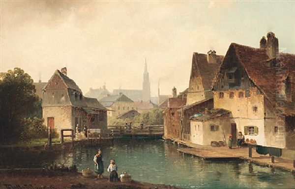 Kirche Mariahilf In Der Au Oil Painting by Anton Doll