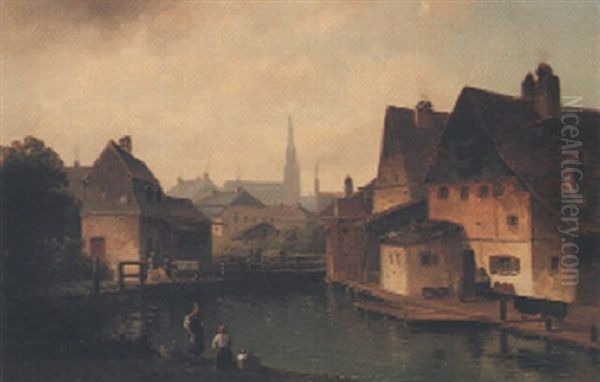 Die Munchener Au Mit Mariahilf Oil Painting by Anton Doll