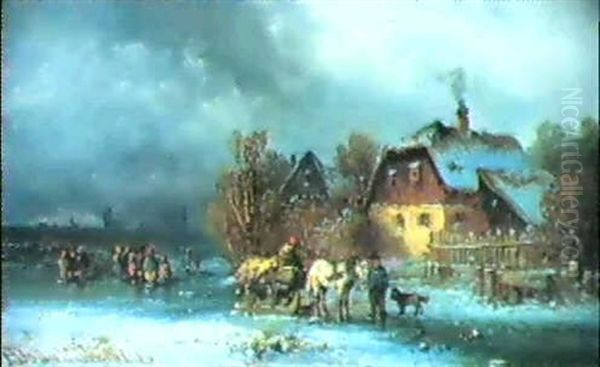 Wintervergnugen Oil Painting by Anton Doll