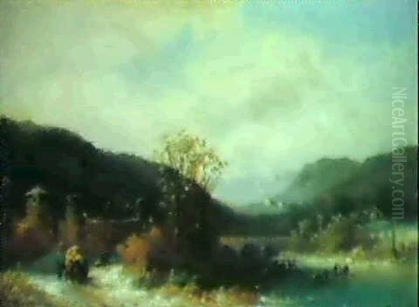 Wacher An Der Werra Im Winter Oil Painting by Anton Doll