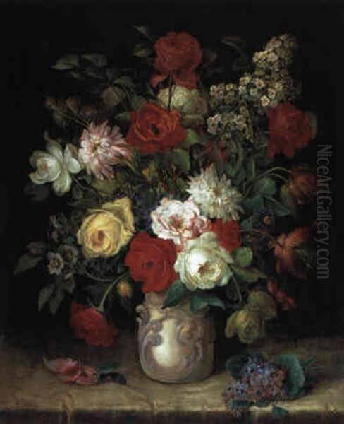 Blumenstraus In Einer Vase Oil Painting by Auguste Doll