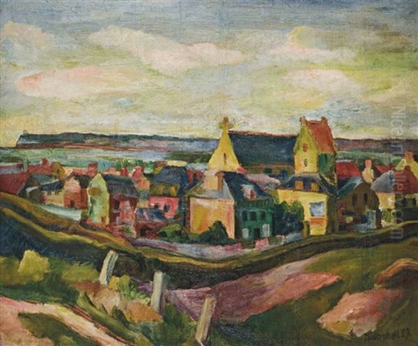 Blick Auf Eine Stadt Am Meer Oil Painting by Eduard Dollerschell