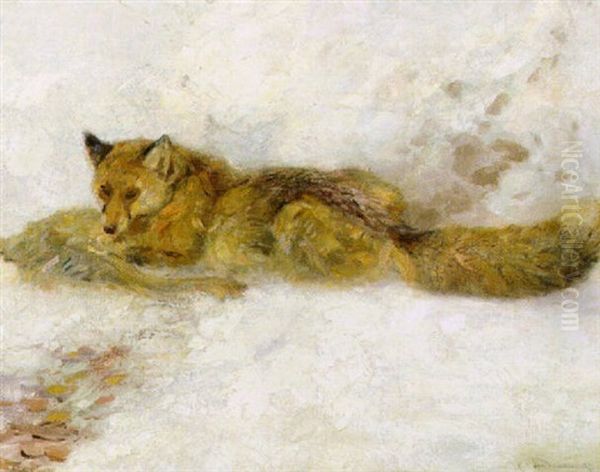 Fuchs Mit Beute Oil Painting by Carl von Dombrowski
