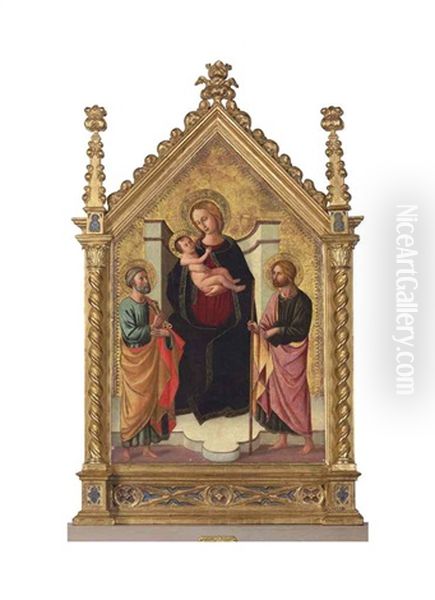The Madonna And Child With Saints Peter And John The Baptist Oil Painting by Domenico Di Michelino