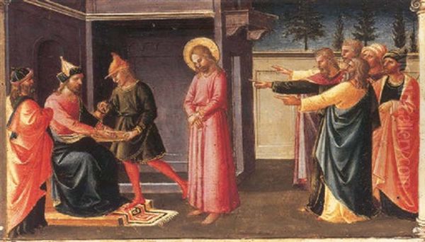 Christ Before Pontius Pilate Oil Painting by Domenico Di Michelino