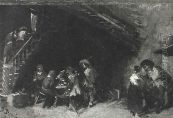 Cavaliers In A Tavern Oil Painting by Francisco Domingo Marques