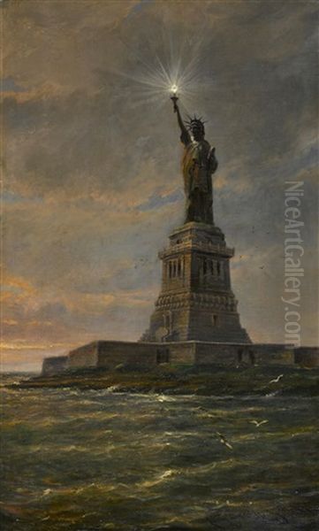 Statue Of Liberty Oil Painting by Cornelis Christiaan Dommelshuizen