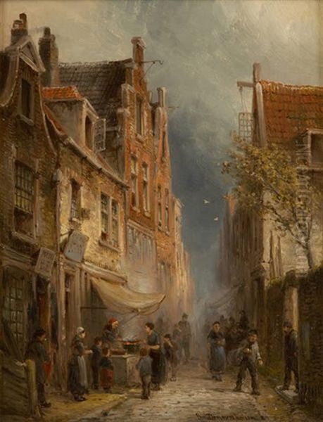 Quartier Juif A Amsterdam Oil Painting by Cornelis Christiaan Dommelshuizen