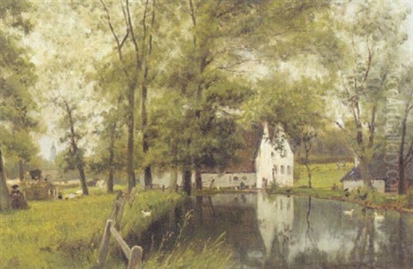 Watermolens Te Sonsbeek, Arnhem Oil Painting by Cornelis Christiaan Dommelshuizen