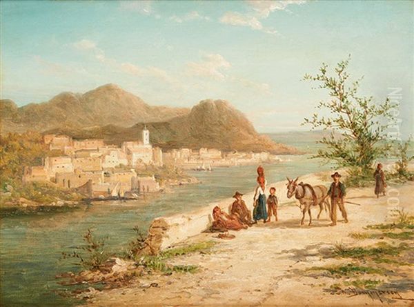 Muletier Au Bord Du Bras De Mer Oil Painting by William Raymond Dommersen