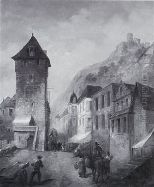 Street Chamonix, France Oil Painting by William Raymond Dommersen