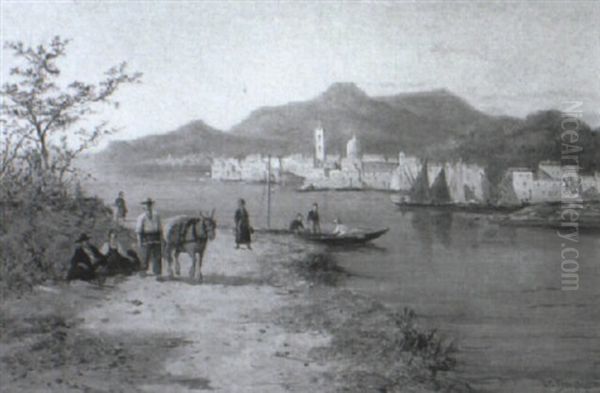 Italian Lake Scenes Oil Painting by William Raymond Dommersen