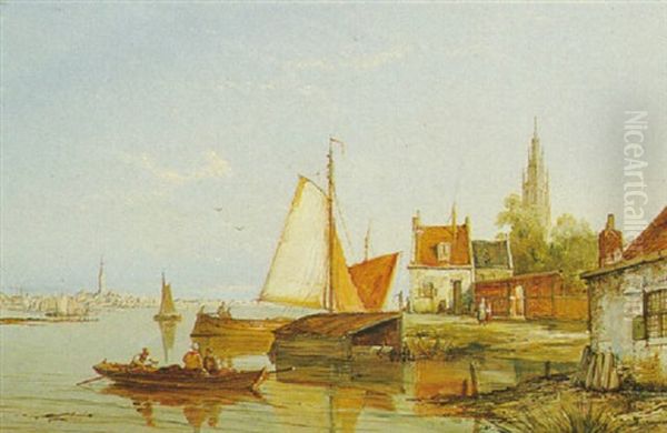 Nieuwerkeerk On The Schelde, Holland Oil Painting by William Raymond Dommersen