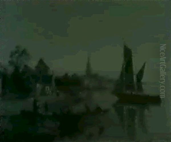 Ouloorp On The Maas, Holland Oil Painting by William Raymond Dommersen