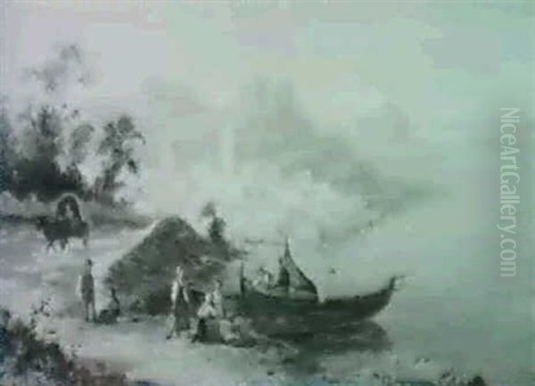 On The Tiber, Italy; And Ivizaitaly                         (2) Oil Painting by William Raymond Dommersen