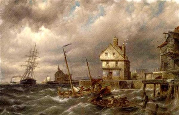 Boats On The Zuiderzee Oil Painting by Pieter Cornelis Dommershuijzen