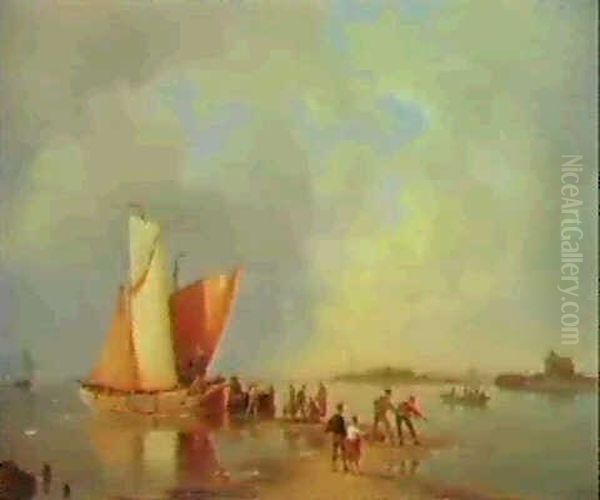 Volendam On The Zuiderzee; The Bronkenburg House On The     Waal Oil Painting by Pieter Cornelis Dommershuijzen