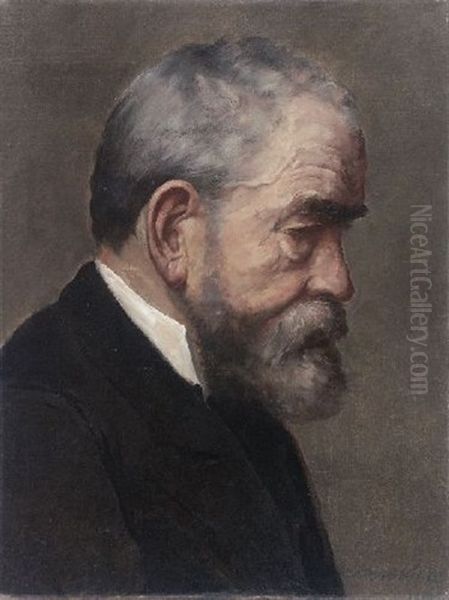 Portrat Des Vaters Ermenegildo Anton Donadini Oil Painting by Ermenegildo Carlo Giovanni Donadini