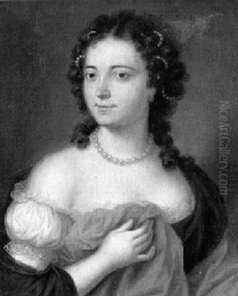 Bildnis Einer Dame Mit Perlenkette Und Perlenschmuck Im Haar Oil Painting by Johann Daniel Donat