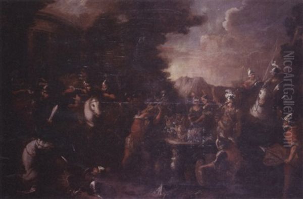 Camillus And Brennus The Gaul Oil Painting by Giovanni Andrea (il Mastelletta) Donducci