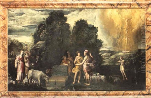 Giocobbe E La Visione Della Scala Oil Painting by Giovanni Andrea (il Mastelletta) Donducci