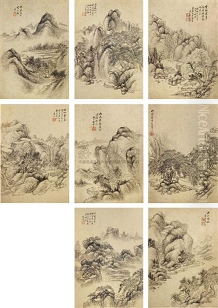 Landscape (+ 7 Others; 8 Works) Oil Painting by Dong Bangda