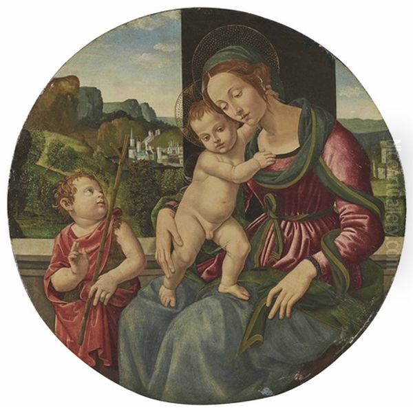 The Madonna And Child With The Infant Saint John The Baptist Oil Painting by Pietro del Donzello