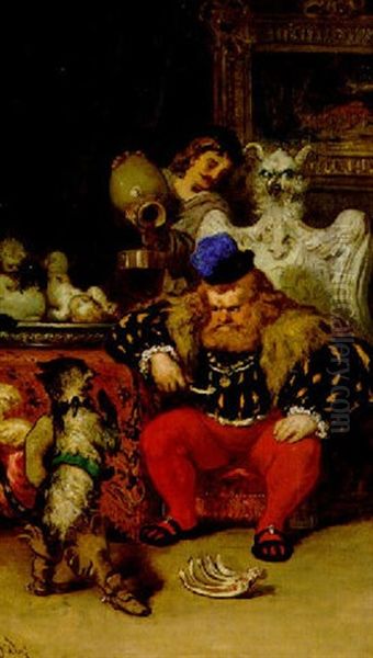 Puss In Boots Before The Ogre Oil Painting by Gustave Dore