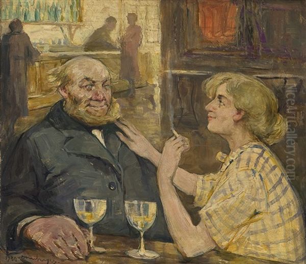 Vindrikkende Par Oil Painting by Karl Johannes Andreas Adam Dornberger