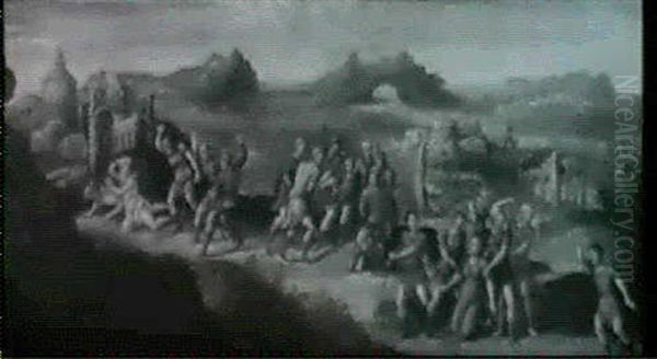 Susanna E I Vecchioni Oil Painting by Battista (de Luteri) Dossi