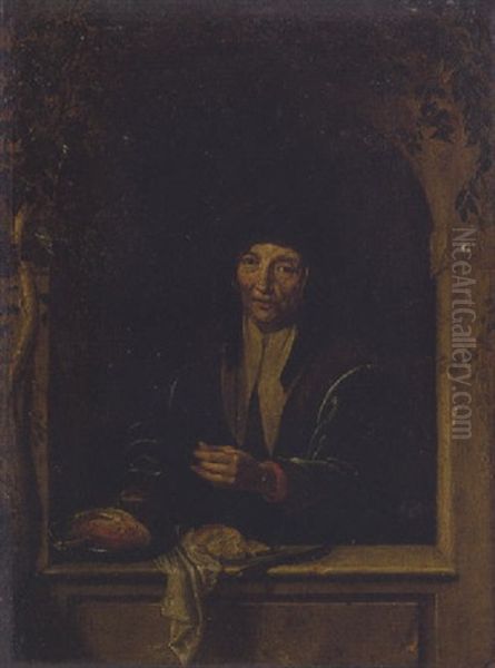 Alte Frau Am Fenster Oil Painting by Gerrit Dou