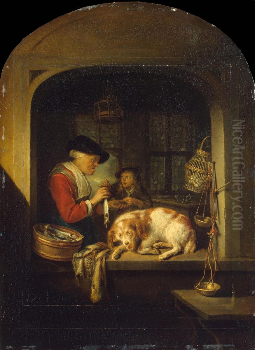 The Herring Seller Oil Painting by Gerrit Dou