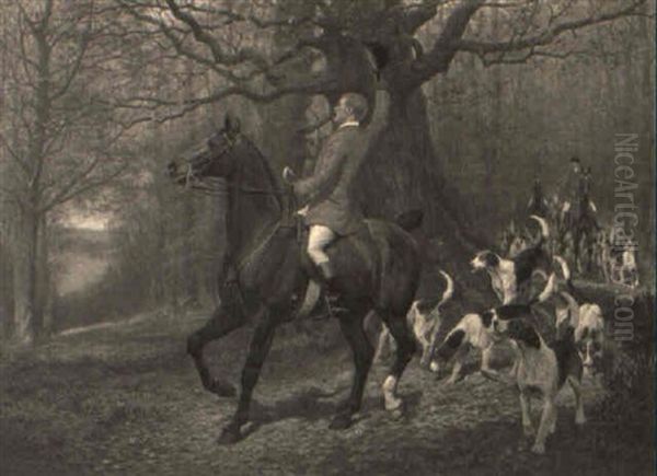 Hunting Scene: Crossing The Road Oil Painting by Edward Algernon Stuart Douglas