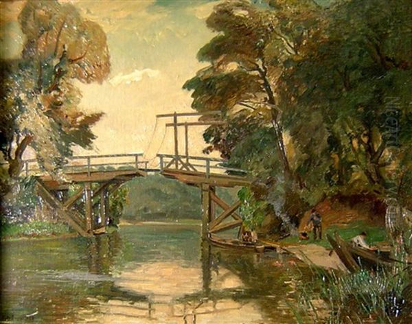 Sommer An Der Spree Oil Painting by Fritz Douzette