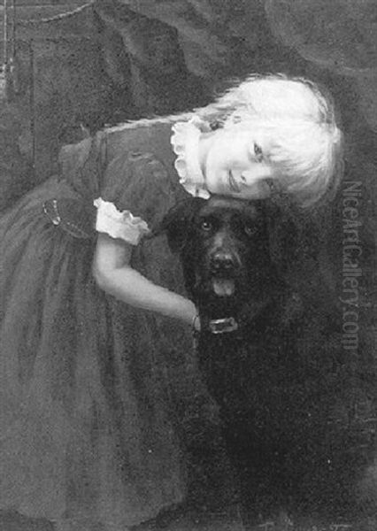Madchen Mit Hund Oil Painting by Fritz Douzette