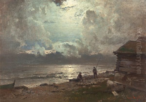 Gewittrige Kuste Oil Painting by Louis, Carl Ludwig Douzette