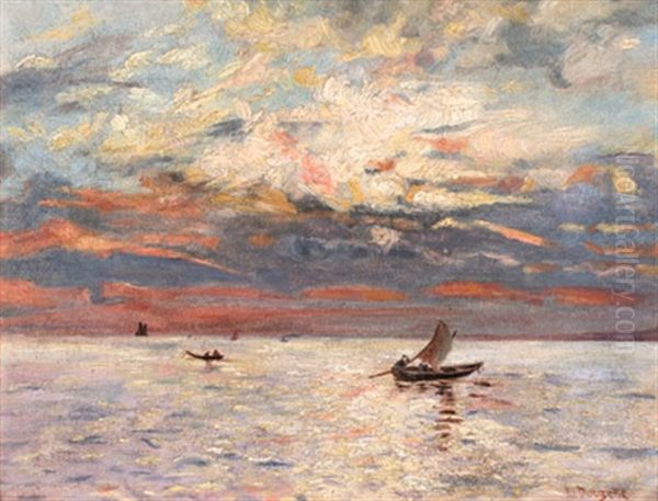 Boddenfischer Oil Painting by Louis, Carl Ludwig Douzette