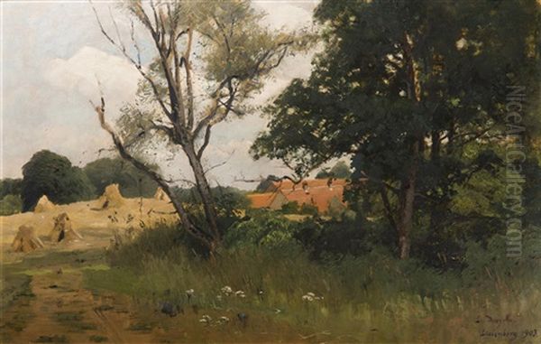 Past The Village Oil Painting by Louis, Carl Ludwig Douzette
