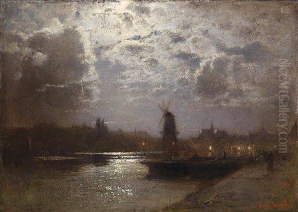 Abendstimmung Oil Painting by Louis, Carl Ludwig Douzette
