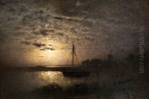 Abendfrieden Oil Painting by Louis, Carl Ludwig Douzette