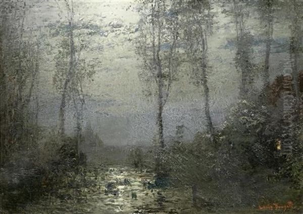 Waldlandschaft Mit Bach Im Mondschein Oil Painting by Louis, Carl Ludwig Douzette