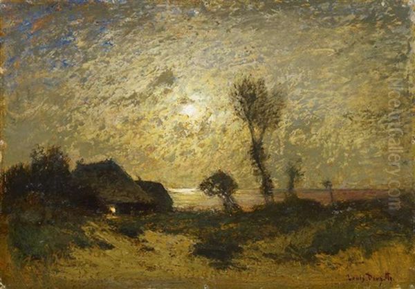 Nachtliche Stimmung Uber Der Ostsee Oil Painting by Louis, Carl Ludwig Douzette