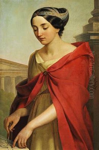 The Muse Of Architecture Oil Painting by Louis, Carl Ludwig Douzette
