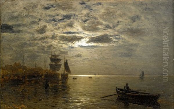 Kustlandskap I Mansken Oil Painting by Louis, Carl Ludwig Douzette