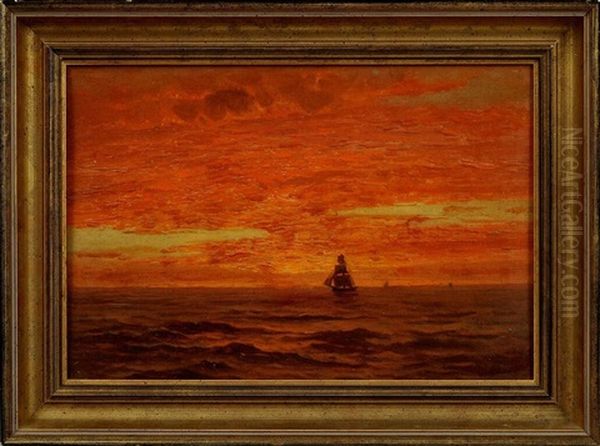 Sonnenuntergangsstimmung Am Meer Oil Painting by Louis, Carl Ludwig Douzette