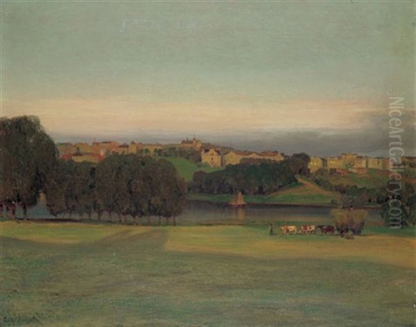 Mondnacht Uber Der Ostsee Oil Painting by Louis, Carl Ludwig Douzette